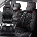 Fit for RAM 1500/2500/3500 2010-2026 Seat Covers, Fashion Sport Seat Cover with Waterproof Leather, Airbag Safe Design Seat Protector (5 Front Seat Luxury, Black Red)