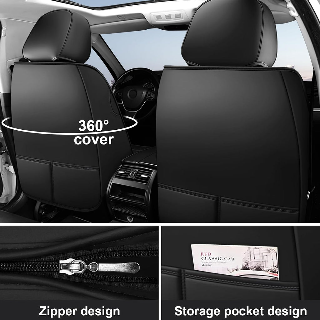 DHAEY Car Seat Covers for Buick Encore GX 2020-2026, Family Seat Covers, Nappa Leather, Wear-Resistant, Anti-Slip, Waterproof, 5PCS Full Set, Black Red