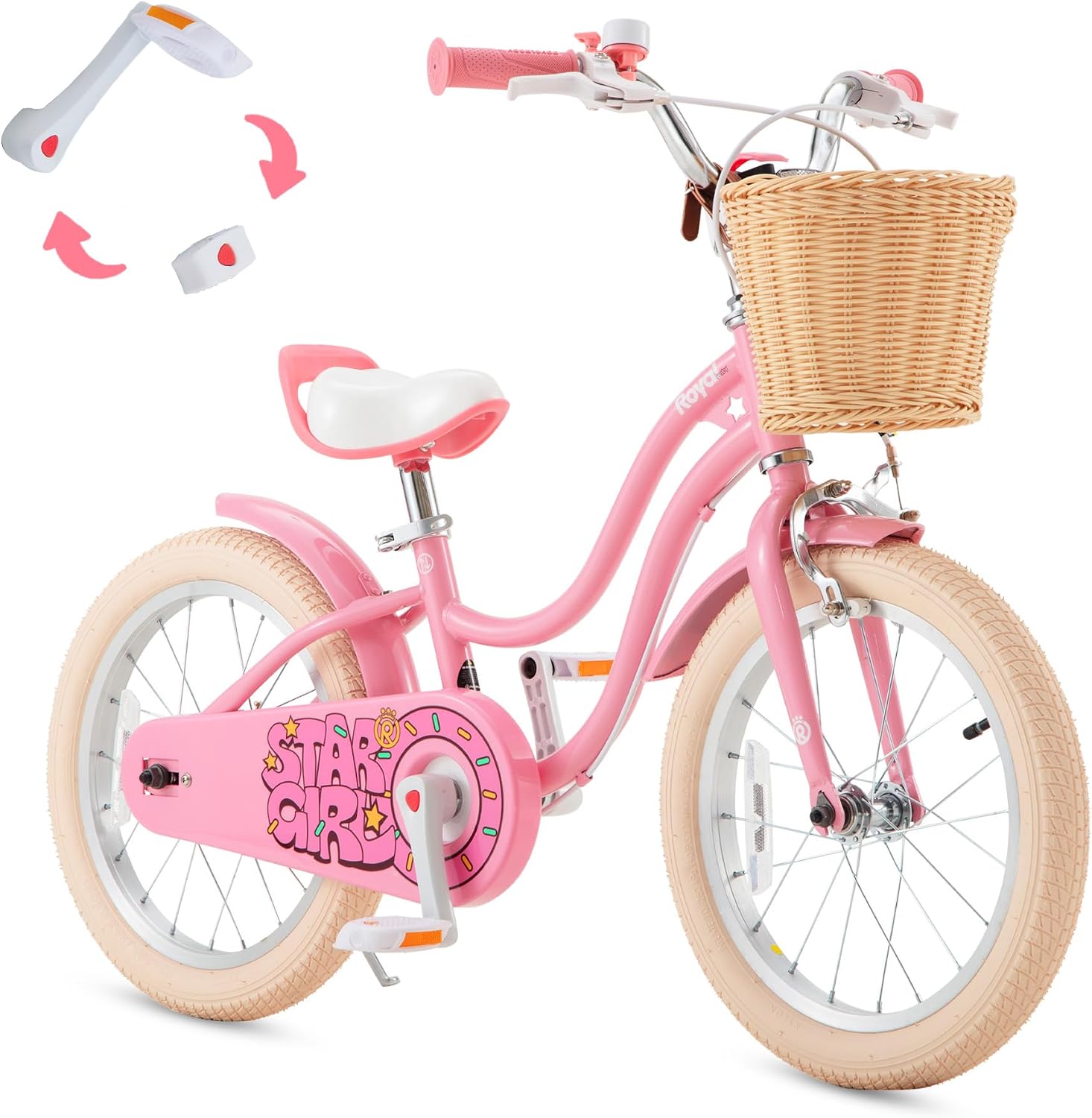 RoyalBaby Girls Bike, Stargirl EZ Kids Bike Balance and Pedal Bicycle with Basket and Dual Handbrake, 12 14 16 18 Inch Toddlers to Big Kids 3-8 Years, Multiple Colors
