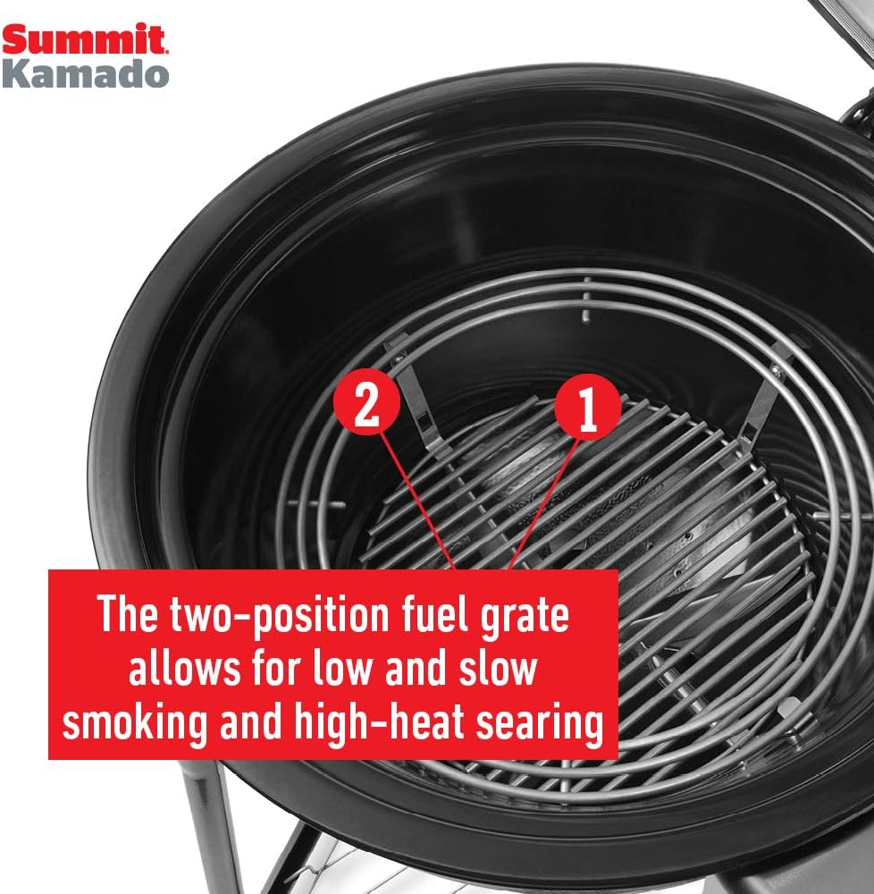 Weber Summit® Kamado E6 Charcoal Grill, Black – Dual‑Walled Insulated Steel Kamado with 24' Cooking Area, Porcelain‑Enameled Kettle & One‑Touch Cleaning System