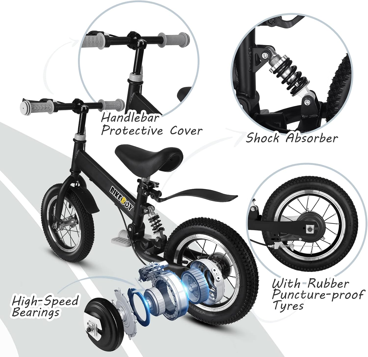 Balance Bike 2 in 1,The Dual Use of a Kids Balance Bike and Kids Bike,12 14 Inches for 2-6 Years Old,with Shock Absorbers, Fenders, Pedals, Auxiliary Wheels