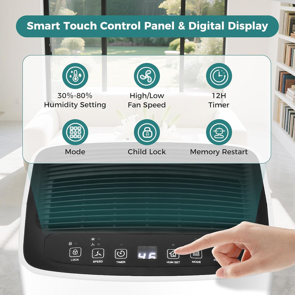 COSTWAY Dehumidifier for Large Room and Basements, Portable 30 Pints Dehumidifier with 3 Modes, 2 Speeds, Low Noise, 24H Timer, Auto or Manual Drainage