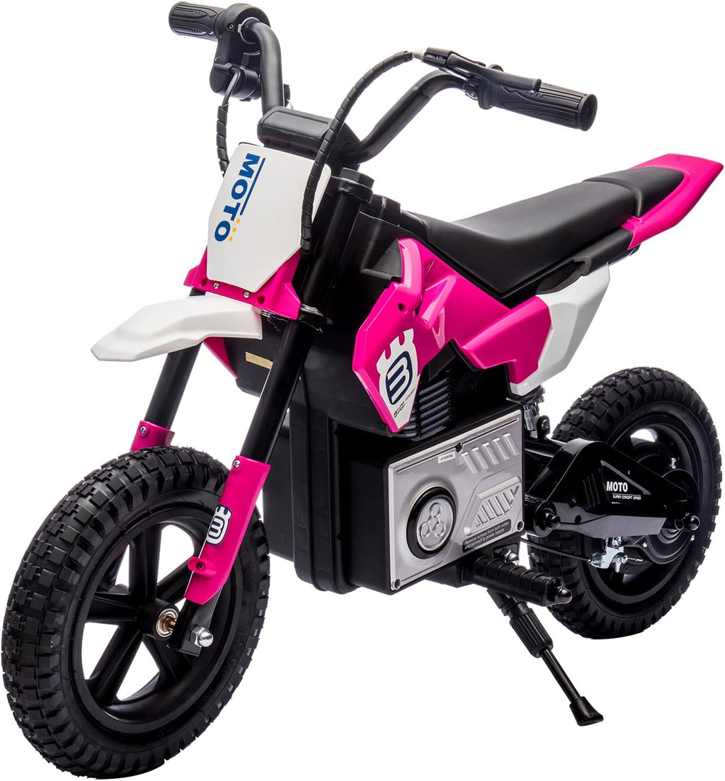 WEEROCK 24V Kids Electric Dirt Bike for 5-15 Years Old, Ride on E Motorcycle, 3.11-9.32MPH Speed, Rear Shock Absorber, LED Breath Lamp, Bluetooth for Boys Girls Children Electria Toy Gift, Pink