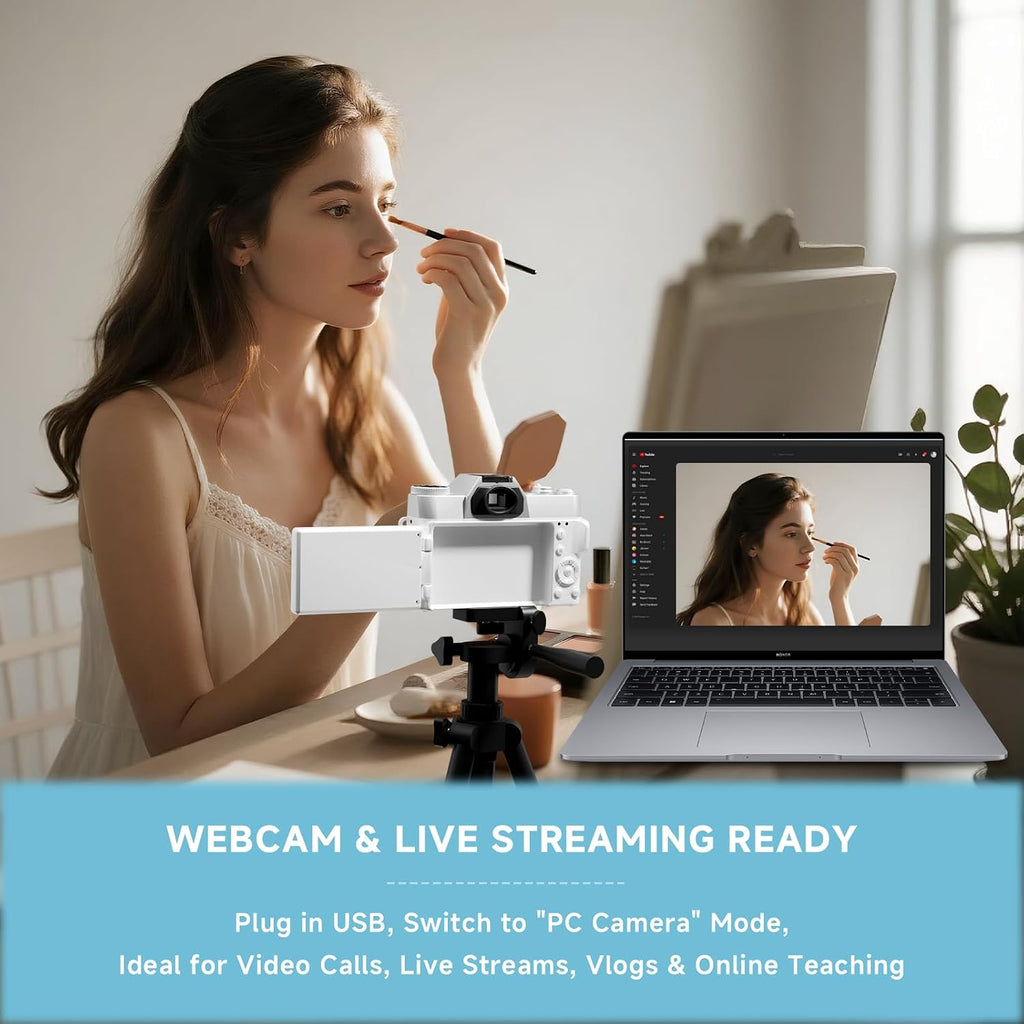 6K Digital Camera for Photography Autofocus, 2026 Upgraded WiFi Vlogging Camera for YouTube with 3' 180° Flip Screen 16X Zoom, 64GB SD Card & 2 Batteries Compact Travel Camera for Beginners Teens