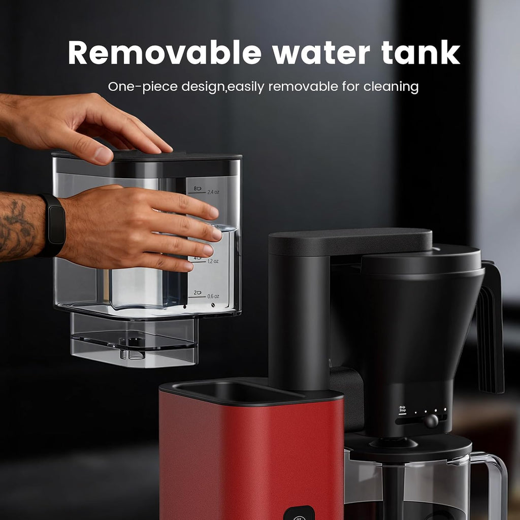 Kismile Drip Coffee Machine,SCA Certified Coffee Maker,Pour Over Coffee Brew with 3s Instant Heat 197-205℉, Adjustable Flow Control, Deep Cold Brew & Keep Warm 40 Min, Easy to Clean (Red)