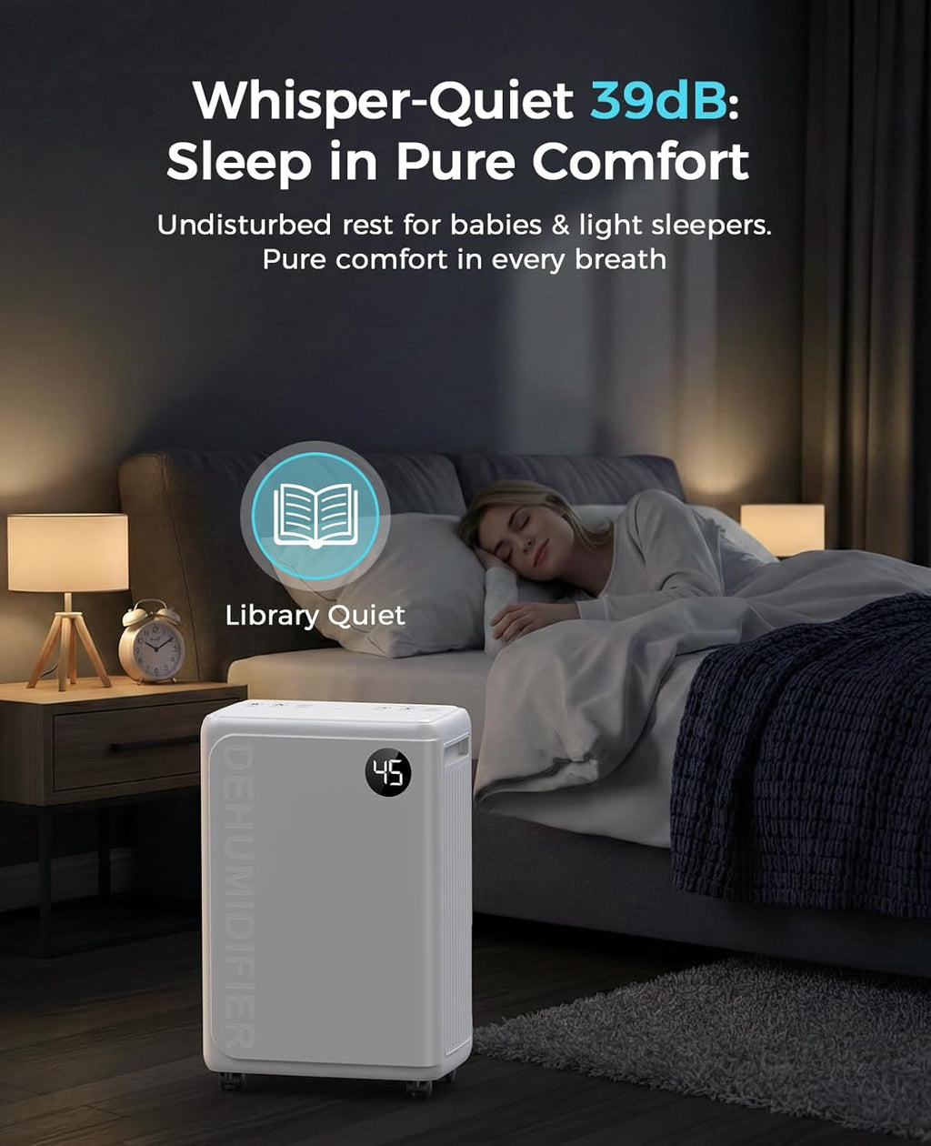 PLUSCENT 32 Pint Dehumidifier for Basement, 2500 sq.ft Dehumidifiers for Home with Drain Hose, 3 Modes, Auto Defrost, 24H Timer, Quiet Smart Humidity Control for Large Room, Bedroom, Bathroom, RV