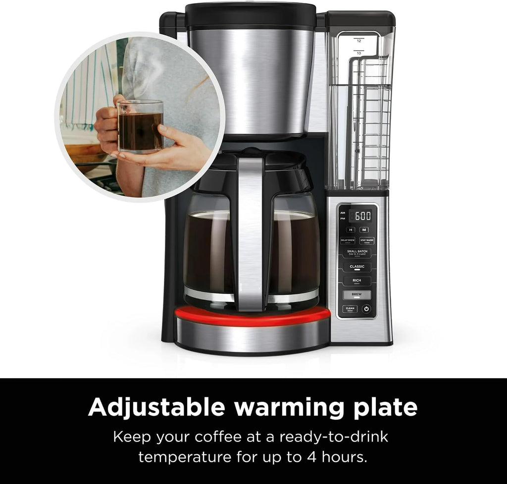 Niinja 12-Cup Programmable Coffee Maker, Glass Carafe with Classic & Rich Brew Styles, Adjustable Warming Plate & Removable 60‑oz Reservoir