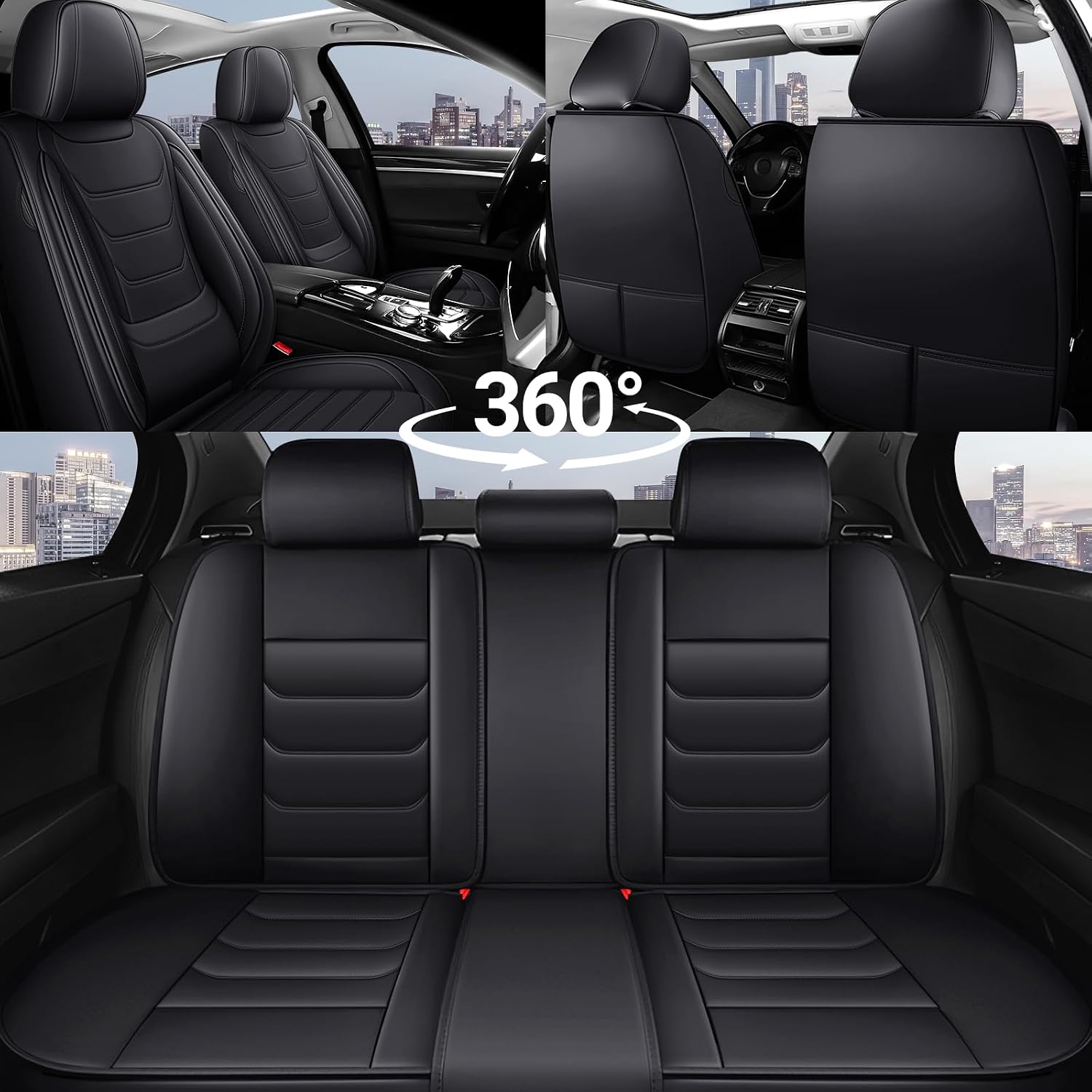 DHAEY Car Seat Covers for Buick Encore GX 2020-2026, Family Seat Covers, Nappa Leather, Wear-Resistant, Anti-Slip, Waterproof, 5PCS Full Set, Black