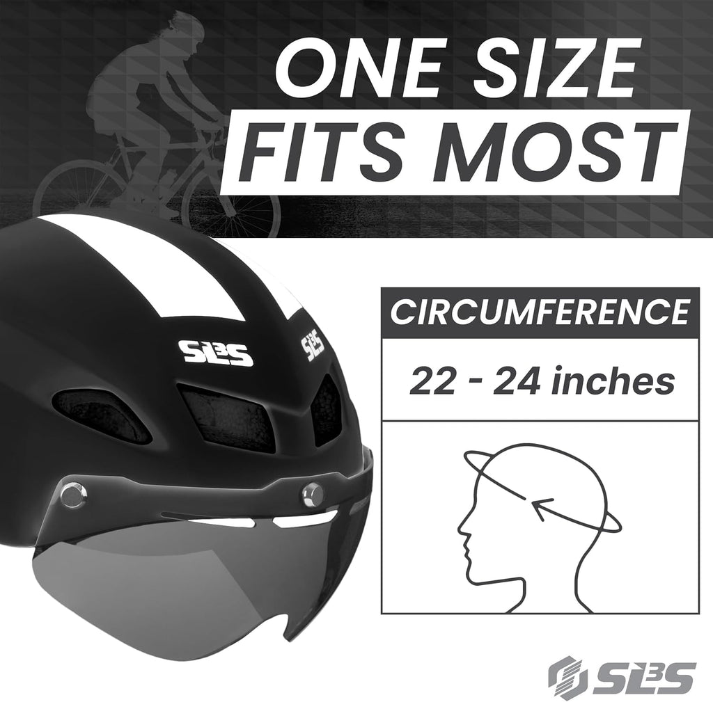 SLS3 Triathlon Helmet - Aero Bike Helmet with Removable Shield Visor Time Trial TT - Lightweight Aero Helmet Triathlon Road Cycling Helmets Men/Women - One Size 22-24 Inches