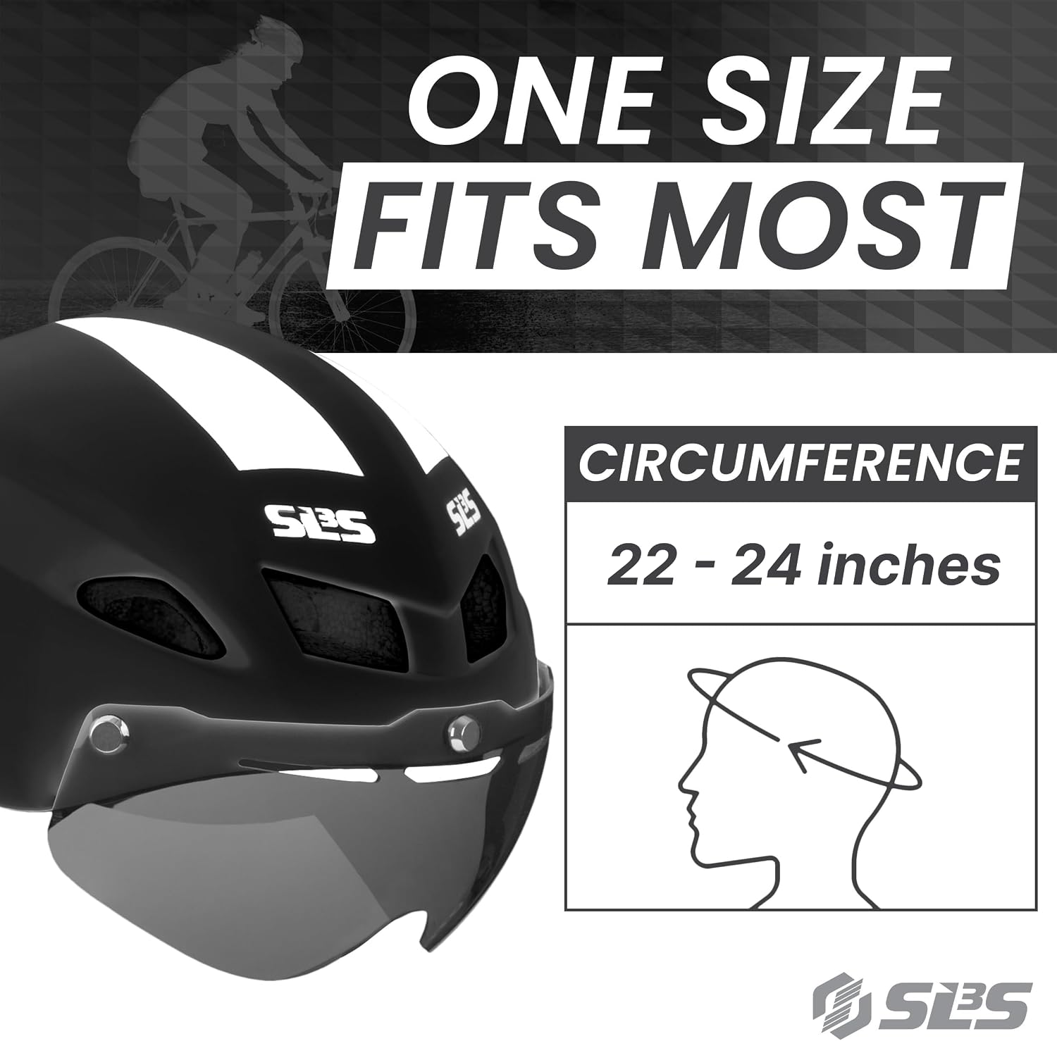 SLS3 Triathlon Helmet - Aero Bike Helmet with Removable Shield Visor Time Trial TT - Lightweight Aero Helmet Triathlon Road Cycling Helmets Men/Women - One Size 22-24 Inches
