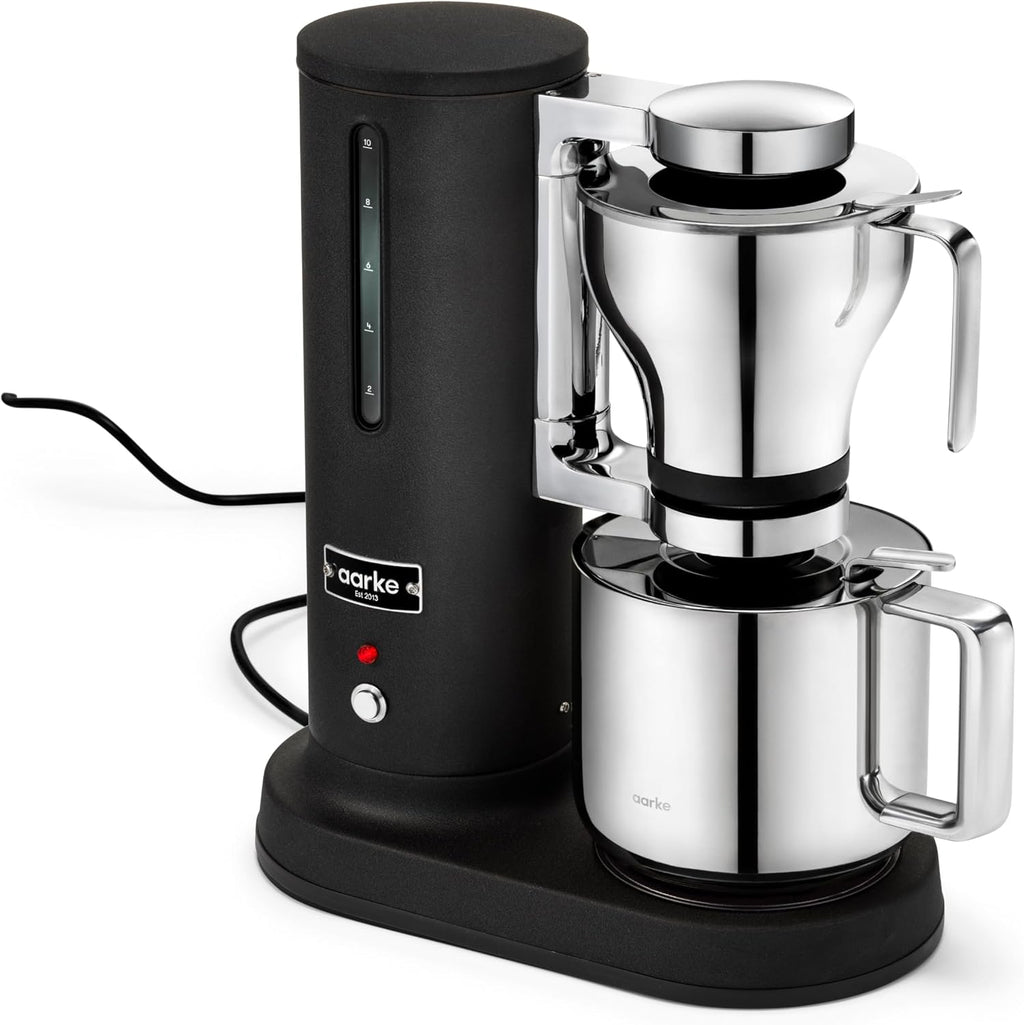 aarke Premium Coffee Maker and Thermal Jug Bundle - Luxury SCA-Certified Brewer with Blooming Mode and Vacuum Insulated, Designed and Engineered in Sweden, Matte Black