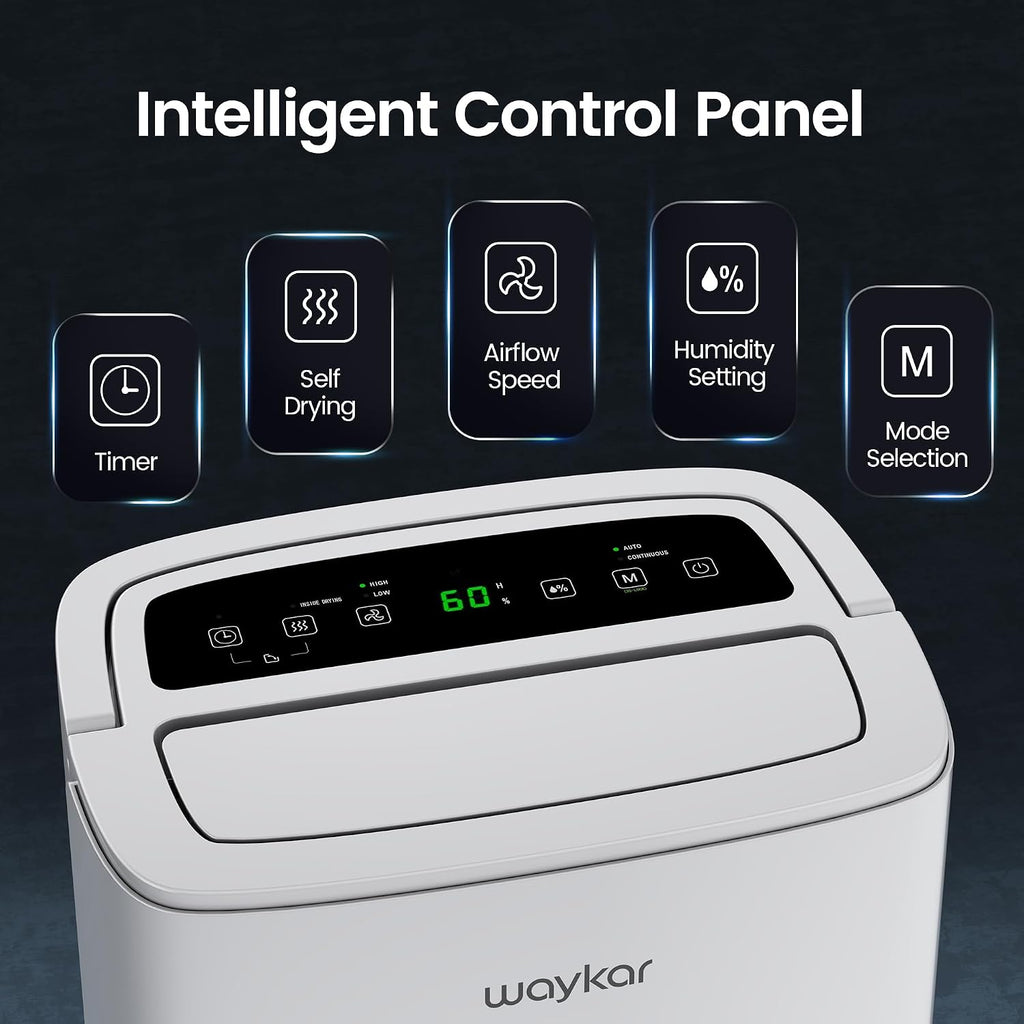 Waykar Max 80 Pint/D(Standard 62Pint/D) Energy Star Home Dehumidifier for Spaces up to 5,000 Sq. Ft, Ideal for Basement, Bathroom and Large Room with Drain Hose, Portable, Auto Defrost and Self-Drying