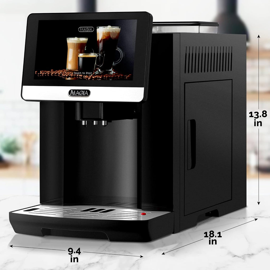 Zulay Magia Fully Automatic Espresso Machine With Grinder - 19 Customizable Coffee Options - Auto-Cleaning For Easy Maintenance - Milk-Foam System For Latte, Cappuccino - New Silver (13.8x18x9.4)