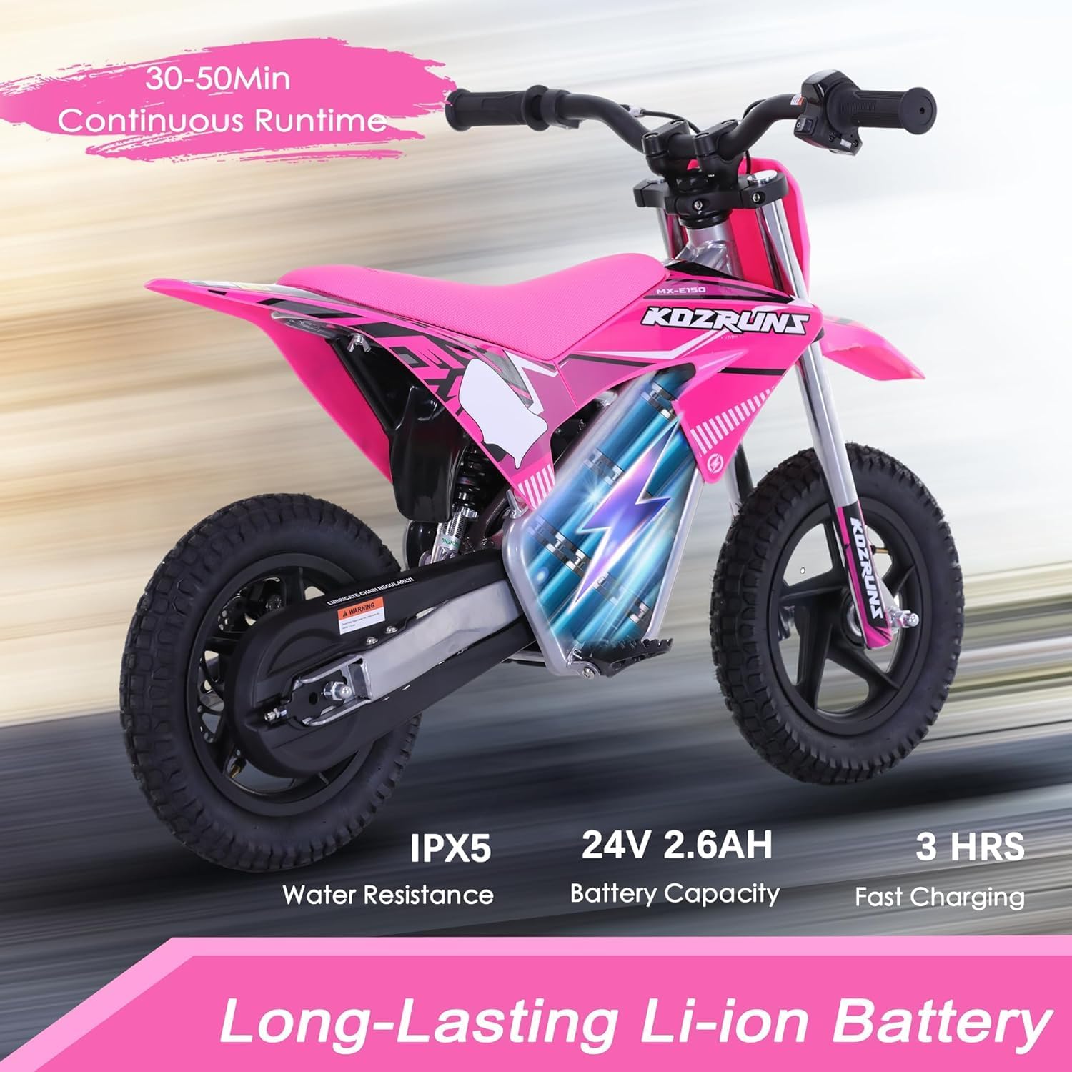 OLALA Electric Dirt Bike for Kids 3-5, 12' Electric Motorcycle with 200W Motor, 2-Speed Safety Mode, Beginner Dirt Bike with Disc Brake, Outdoor Ride On Toy Gift, Pink