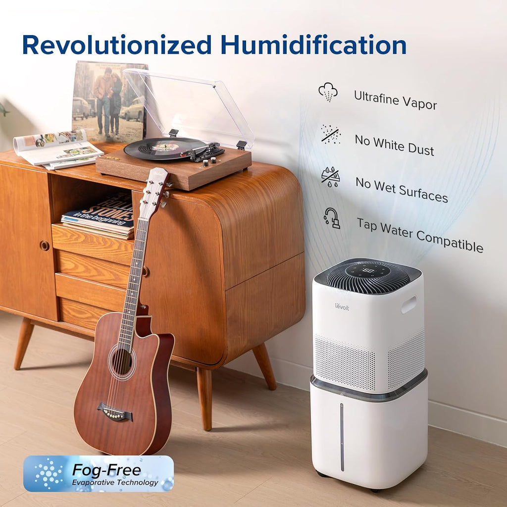LEVOIT Superior 6000S Smart Evaporative Humidifiers for Home Whole House up to 3000ft², 6 Gal, Last 72-Hour, Premium Filter, Dry Mode, Wheels & Water Fill Hose & Foldable Storage - Quiet Sleep Mode