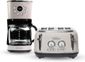 Haden 12 Cup Programmable Drip Coffee Maker Coffee Machine Bundled with Dorset 4 Slice Wide Slot Stainless Steel Toaster, Putty & Chrome
