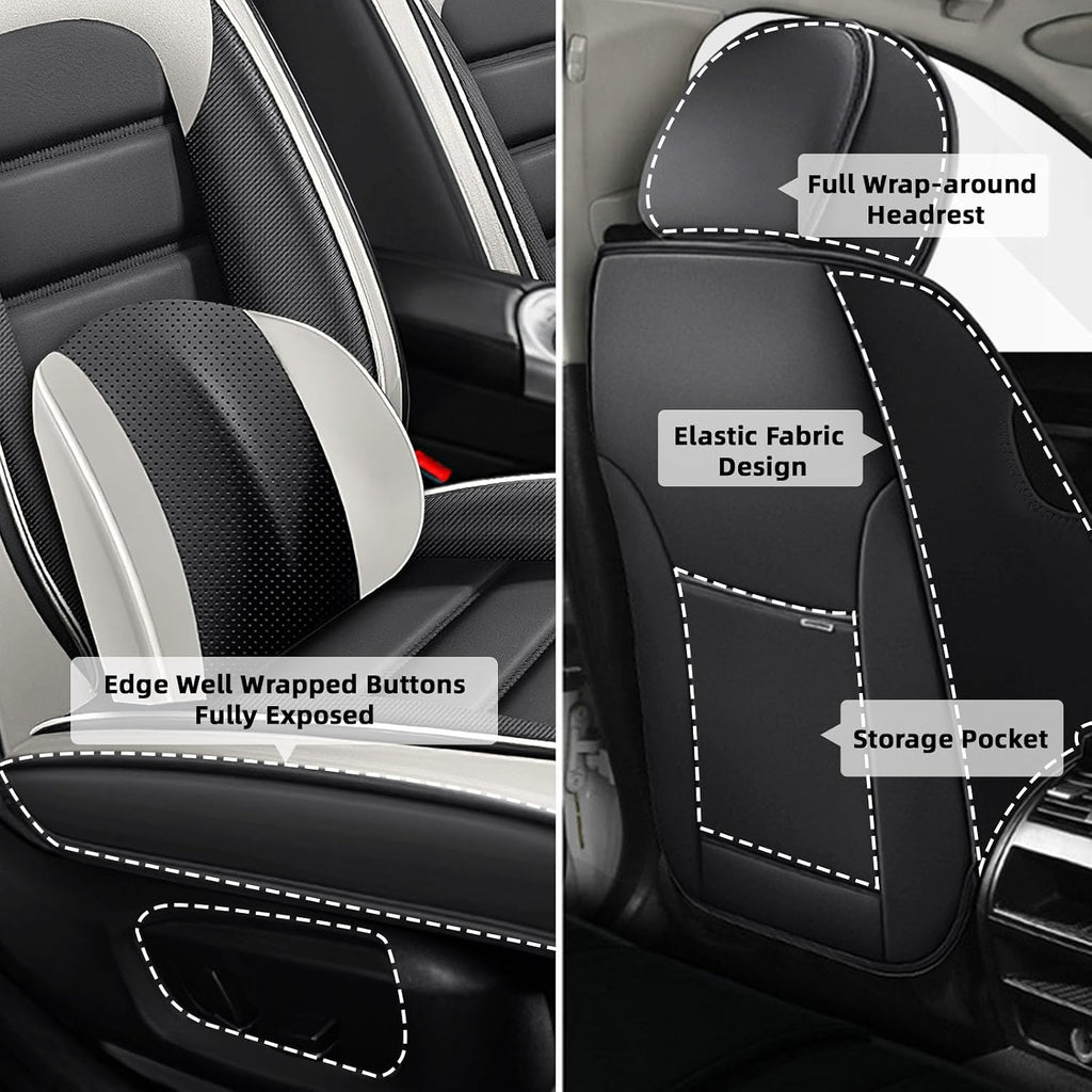 Car Seat Cover Fit for Jeep Wrangler 2000-2025,Compatible Airbag Non-Slip Waterproof Seat Cover,Car Seat Protector Premium Interior (Luxury 5 Seats,Gray White)