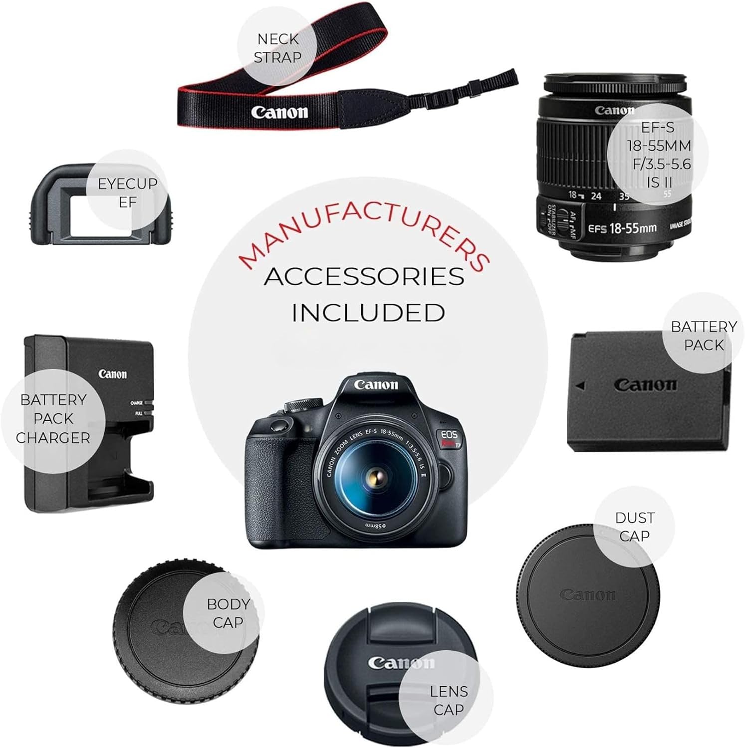 Canon EOS Rebel T7 DSLR Camera with 18-55mm Lens (Black) (Renewed) (Camera w/Advanced Bundle)
