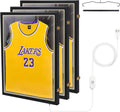 Nice C Jersey Frame Display Case with Lights, LED 3 Pack, UV Protection, Valet Pinboard, Acrylic, Basketball