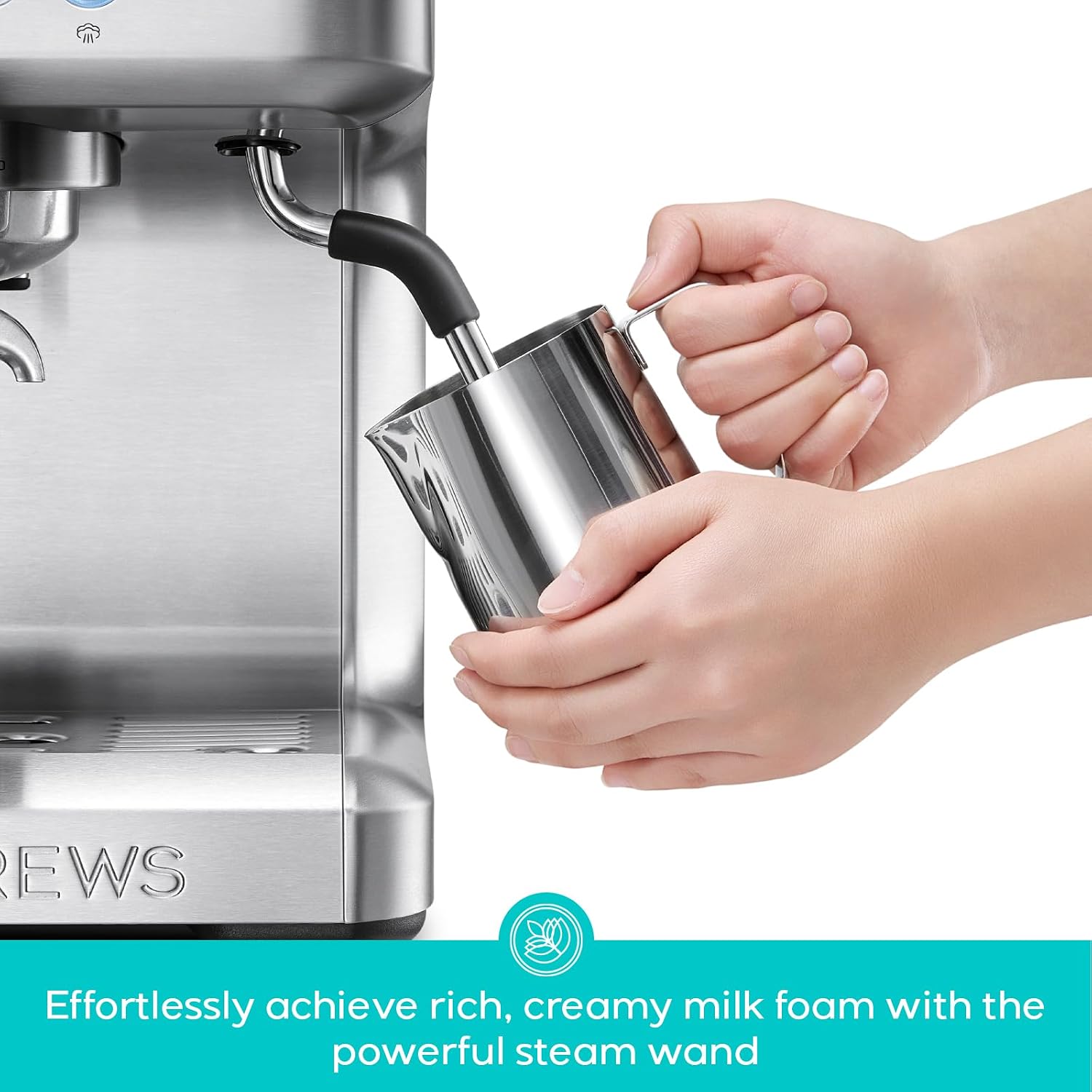 CASABREWS Ultra Espresso Machine with LCD Display, Espresso Maker with Powerful Milk Frother, Customizable Brewing Temperature, Provides Barista-Level Lattes and Cappuccinos, Gift for Men & Women