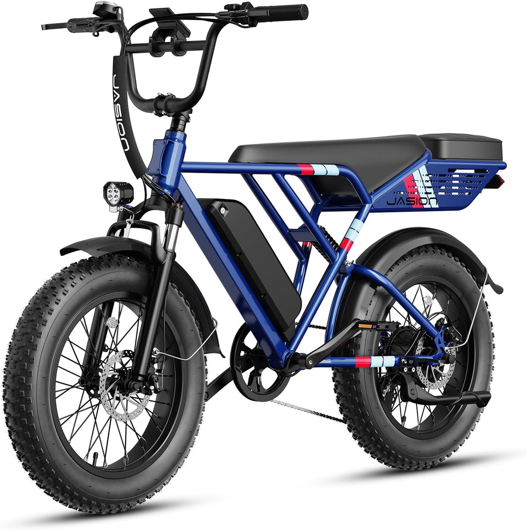Jasion RetroVolt Electric Bike for Adults, 2000W Peak Motor- 30MPH Electric Dirt Bike, 48V 13AH Battery Mountain EBike, Max 70Miles Electric Motorcycle, 20'' X 4'' Fat Tire All-Terrain E-Bike