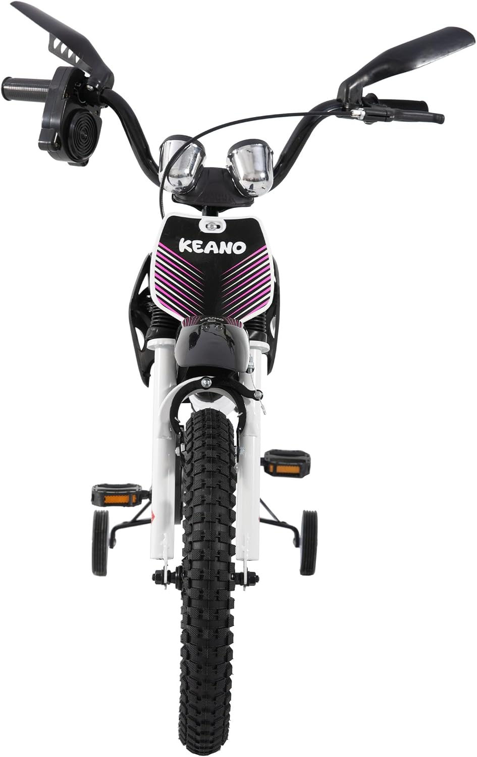 KEANO Motocross Style Kids Bike for Boys Girls Ages 3-7 Years, 12 & 16 Inch Bikes with Training Wheels and Number Plate, Children Bicycles Black