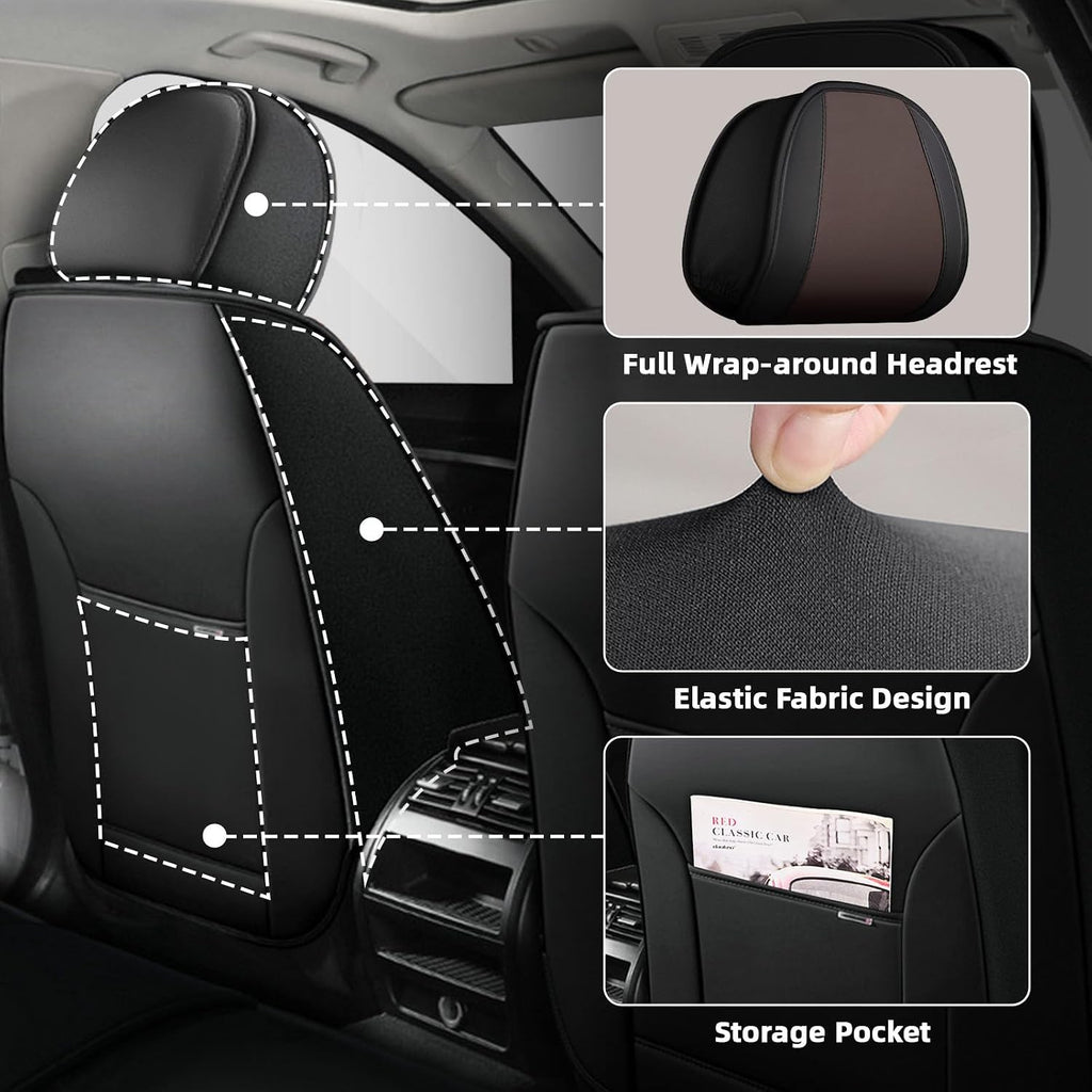 Car Seat Cover Fit for Dodge Charger 2006-2024,Compatible Airbag Non-Slip Waterproof Seat Cover,Car Seat Protector Premium Interior (Standard 2 Seats,Black Coffee)