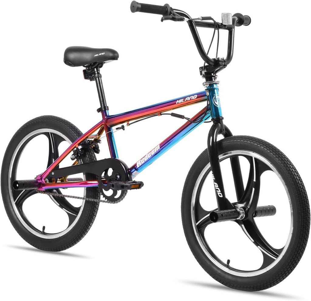 Hiland 20 Inch 3 5 Spoke Kids BMX Bike for Boys Girls Ages 5-12, 360 Degree Rotor Freestyle, 4 Pegs Single Speed Kid's BMX Bicycle, Multiple Colors