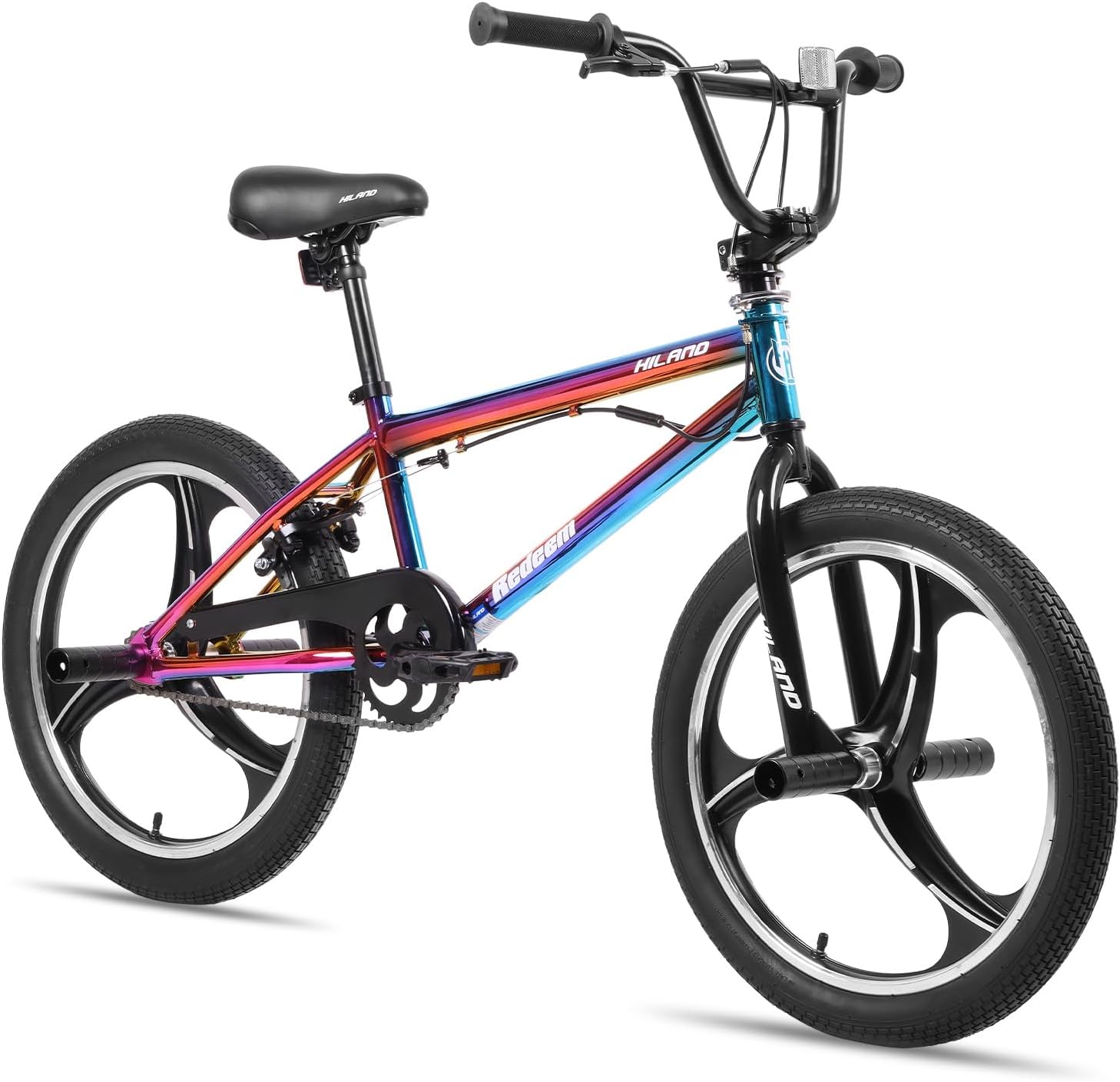 Hiland 20 Inch 3 5 Spoke Kids BMX Bike for Boys Girls Ages 5-12, 360 Degree Rotor Freestyle, 4 Pegs Single Speed Kid's BMX Bicycle, Multiple Colors