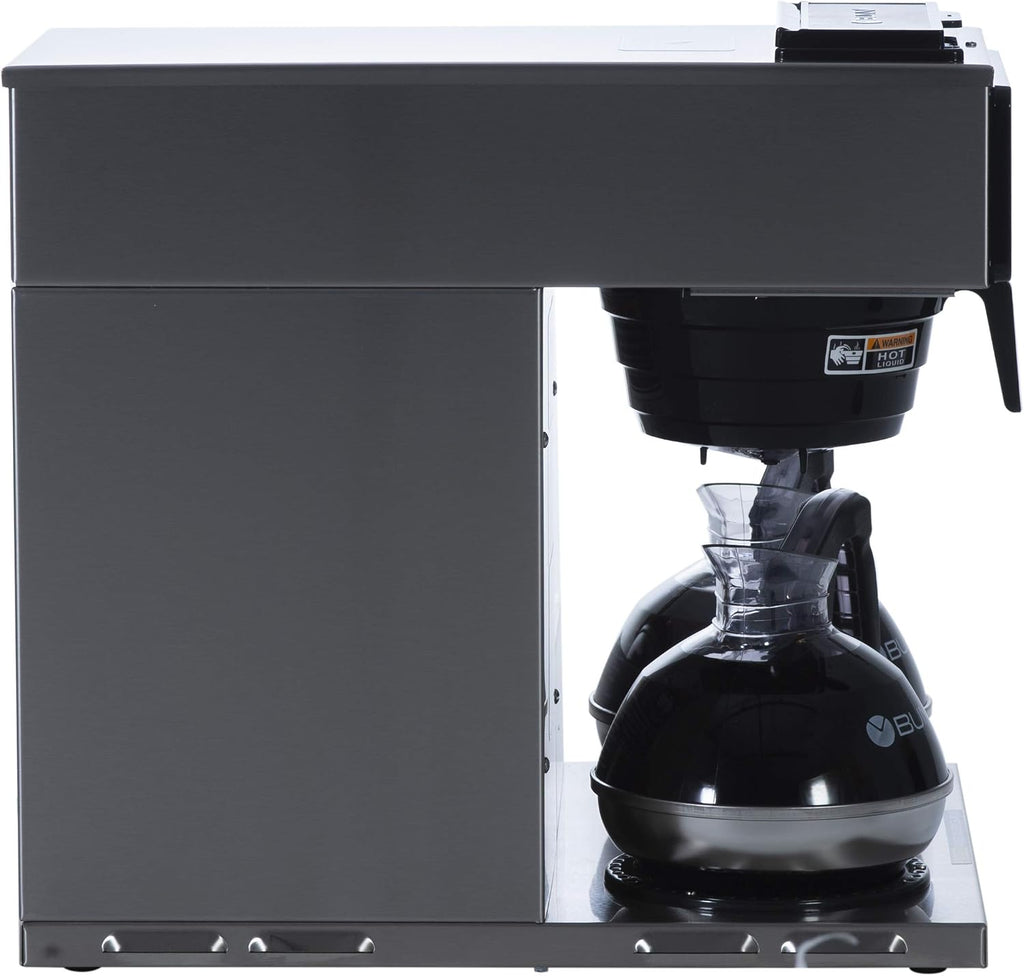 BUNN VP17-3, 12-Cup Low Profile Pourover Commercial Coffee Maker, 3 Lower Warmers, 13300.0003,Silver