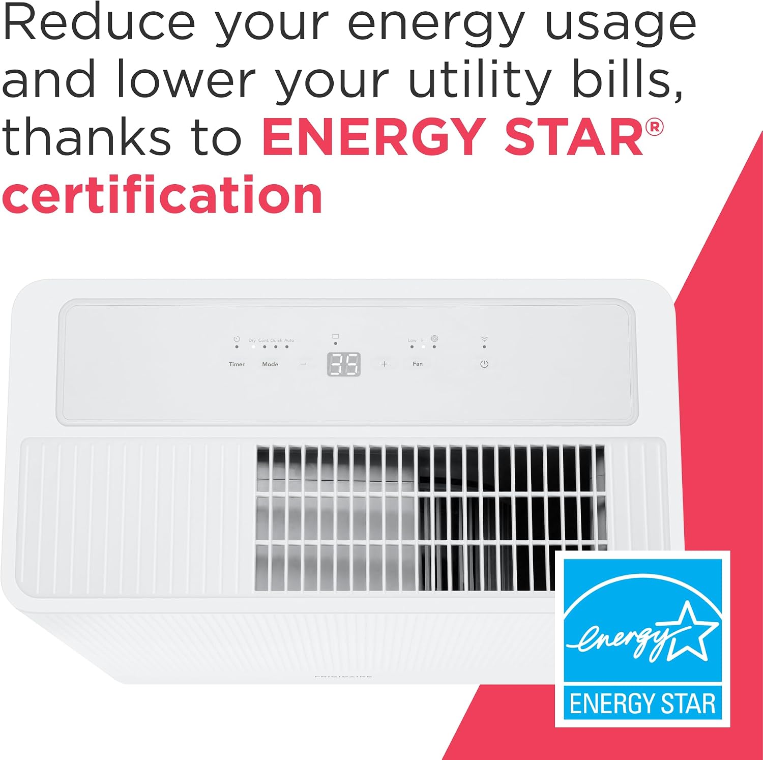 Frigidaire 50-Pint Portable Dehumidifier with Wi-Fi and Energy Star Certification for Medium/Large Rooms & Basements, Custom Humidity Control, Auto Shut Off, White