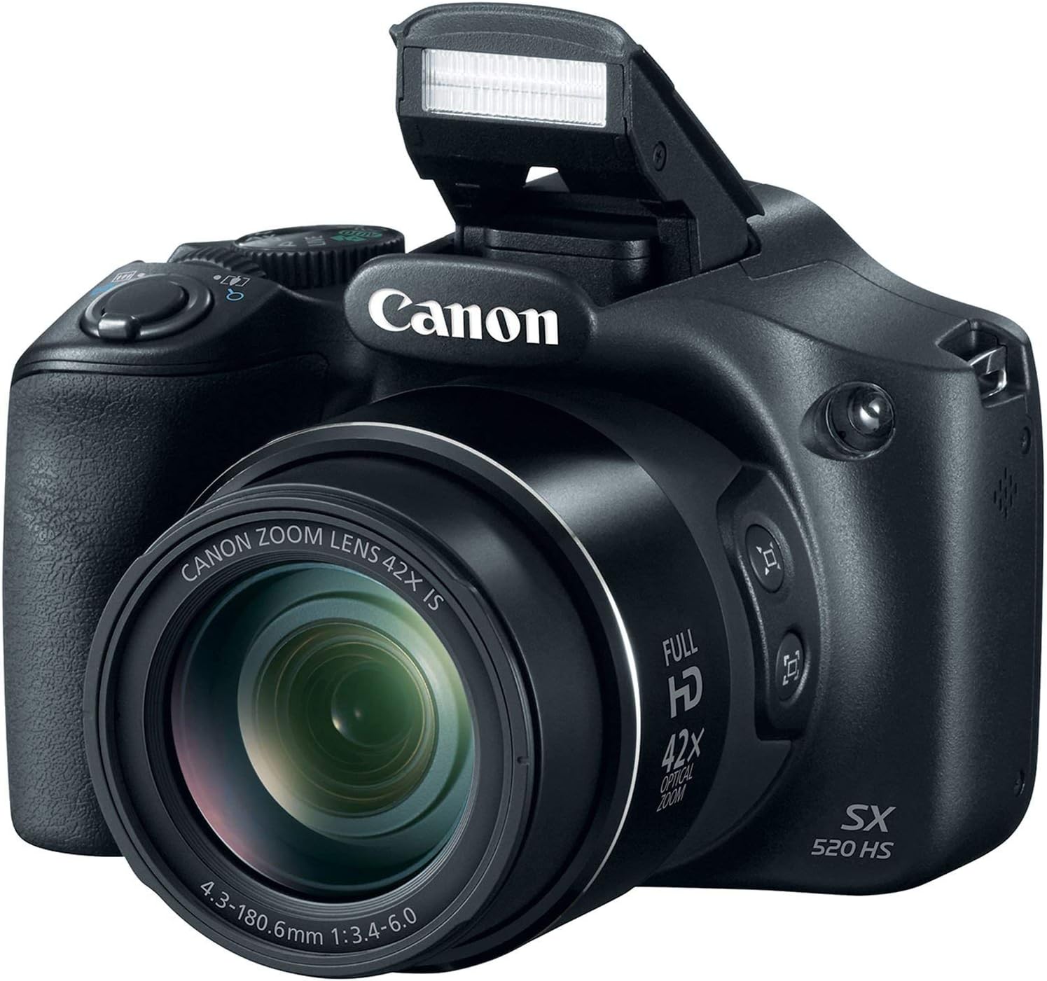 Canon PowerShot SX520 16Digital Camera with 42x Optical Image Stabilized Zoom with 3-Inch LCD (Black), 7.00in. x 6.30in. x 5.20in. (Renewed)