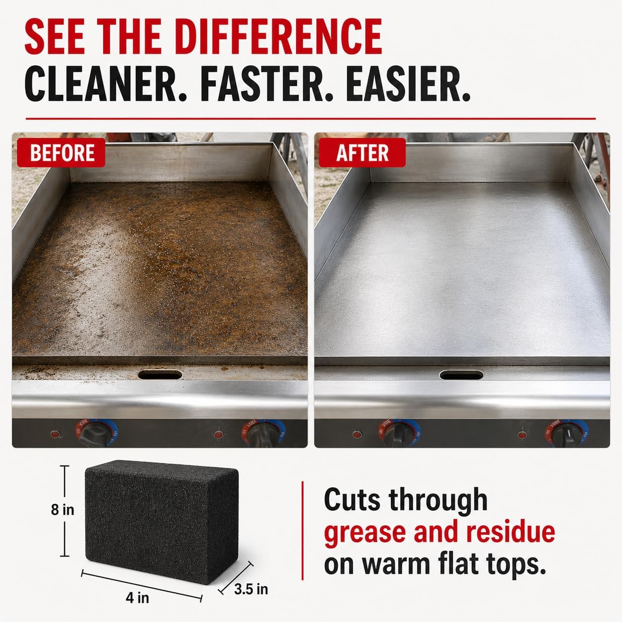 Commercial Grade Heavy Duty Grill Cleaning Brick Bulk 24 Pack, Pumice Stone Cleaner Tool Cleans and Sanitizes Restaurant Flat Top Grills or Griddles Effectively without Harsh Chemicals or Abrasives