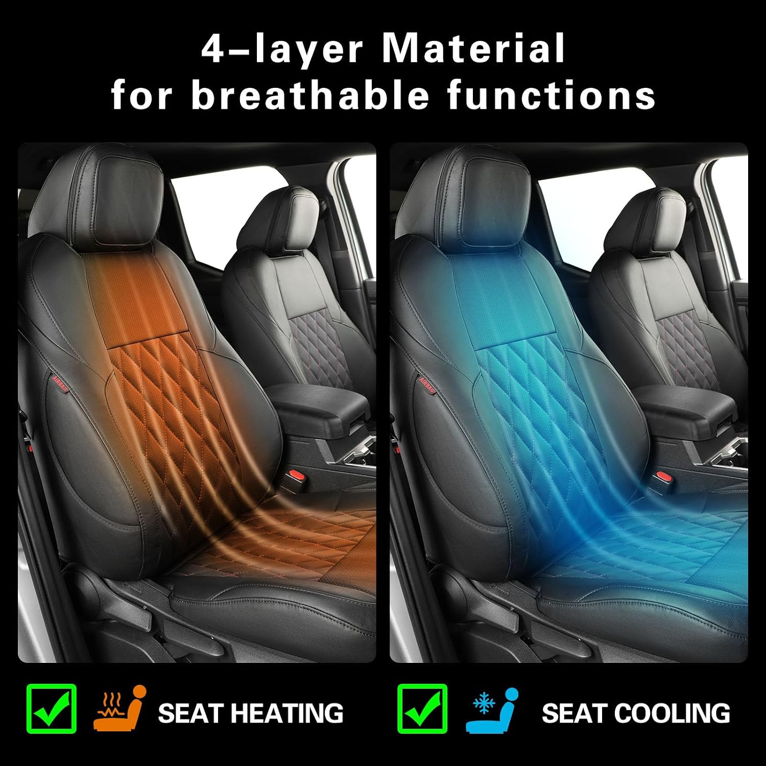 coverdream Front Tacoma Seat Covers for 2024-2026 Toyota Tacoma SR,SR5,TRD Sport,TRD Off-Road,Limited Truck,Fully Covered,Luxury Waterproof Leather Car Seat Protector (Front Row Only,Black & Diamond)