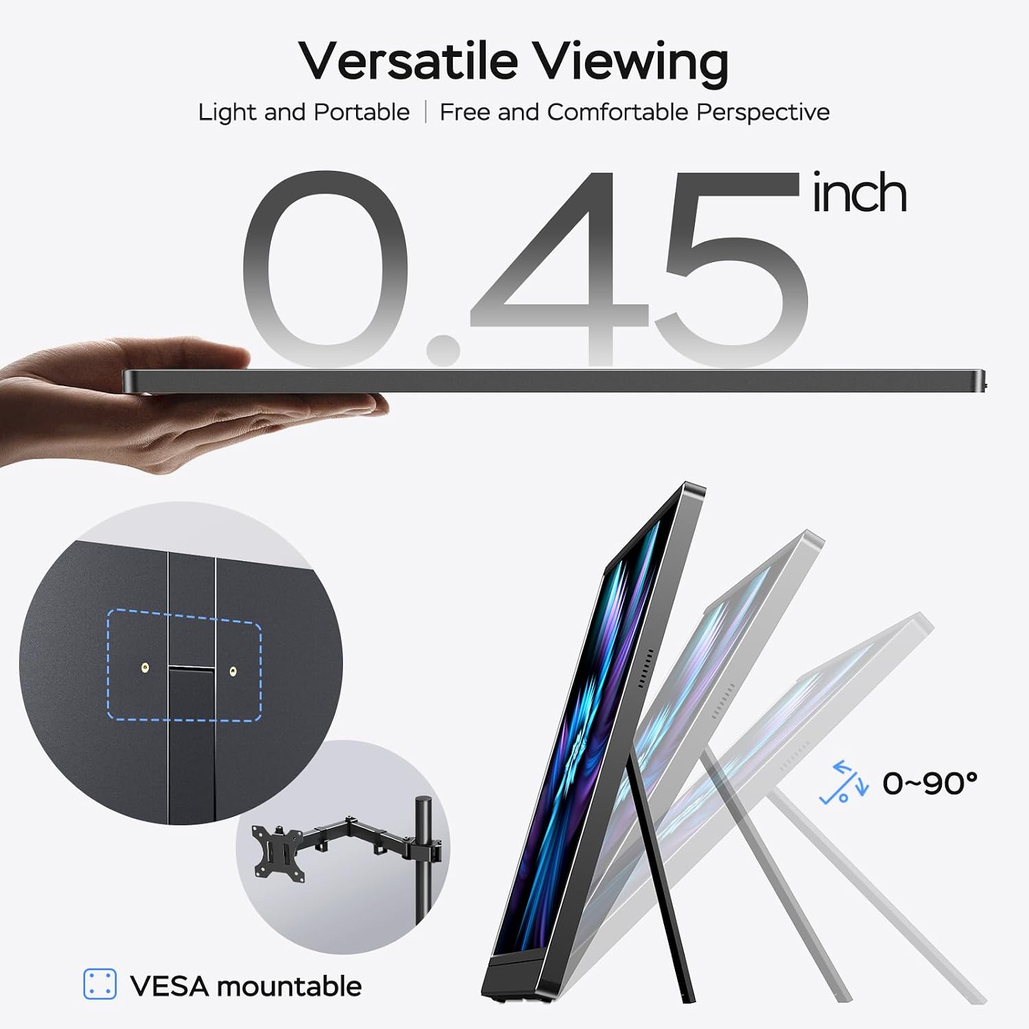 MNN 17.3' 2.5K Portable Monitor 165Hz 2560x1440 QHD, 100% sRGB IPS Gaming Monitor, USB-C & HDMI External Display with Kickstand, Slim Semi-Metal Travel Monitor for Laptop, Phone, PS5, Xbox
