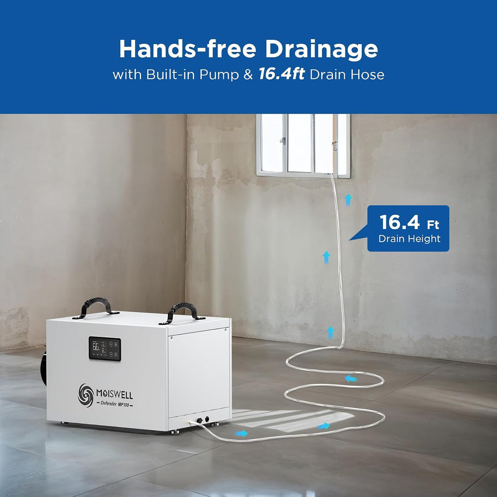 235 Pints Commercial Dehumidifier with Pump Crawl Space Dehumidifiers for Basement with Drain Hose Water Damage Restoration Unit Ideal for up to 8,000 sq ft Industrial and Job Sites