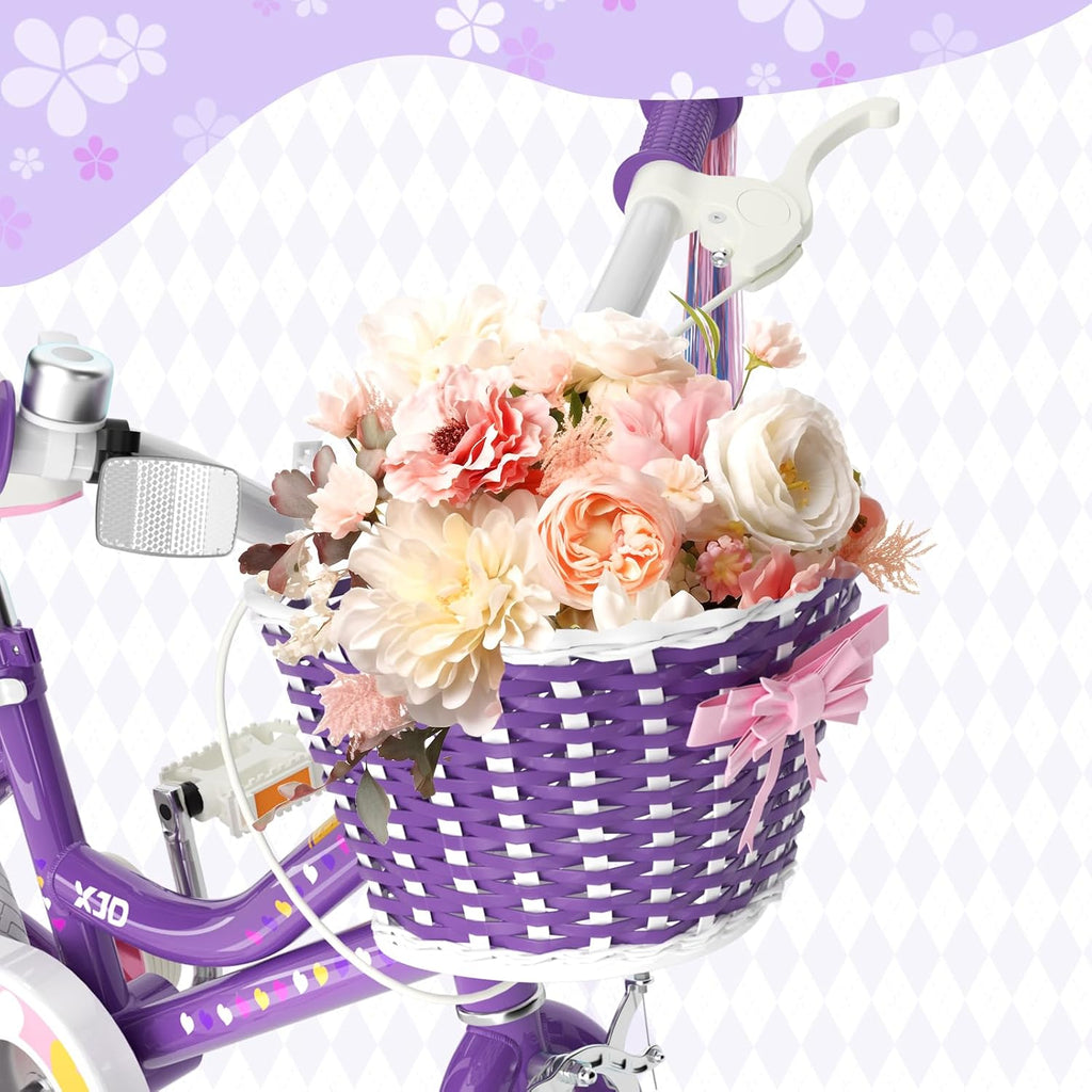 XJD Girls Bike for 2-12 Years Old Kids 12 14 16 20 Inch Toddler Bike,Retro Style Kids Bike with Training Wheels, 20 Inch Girl Bicycle with Kickstand
