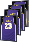Jersey Frame Display Case 4 Pack, Large Lockable Shadow Box Sports Jersey Frame with UV Protection Acrylic and 2 Hanger for Baseball Basketball Football Soccer Hockey Shirt,Graduates Black