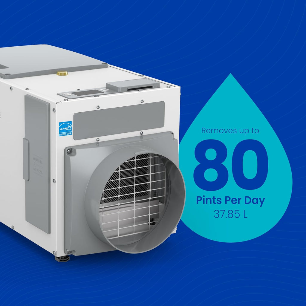 AprilAire E080 Pro 80-Pint Whole-House Dehumidifier, Energy Star Certified, Commercial-Grade for Basement, Crawlspace or Whole House up to 4,400 sq. ft.