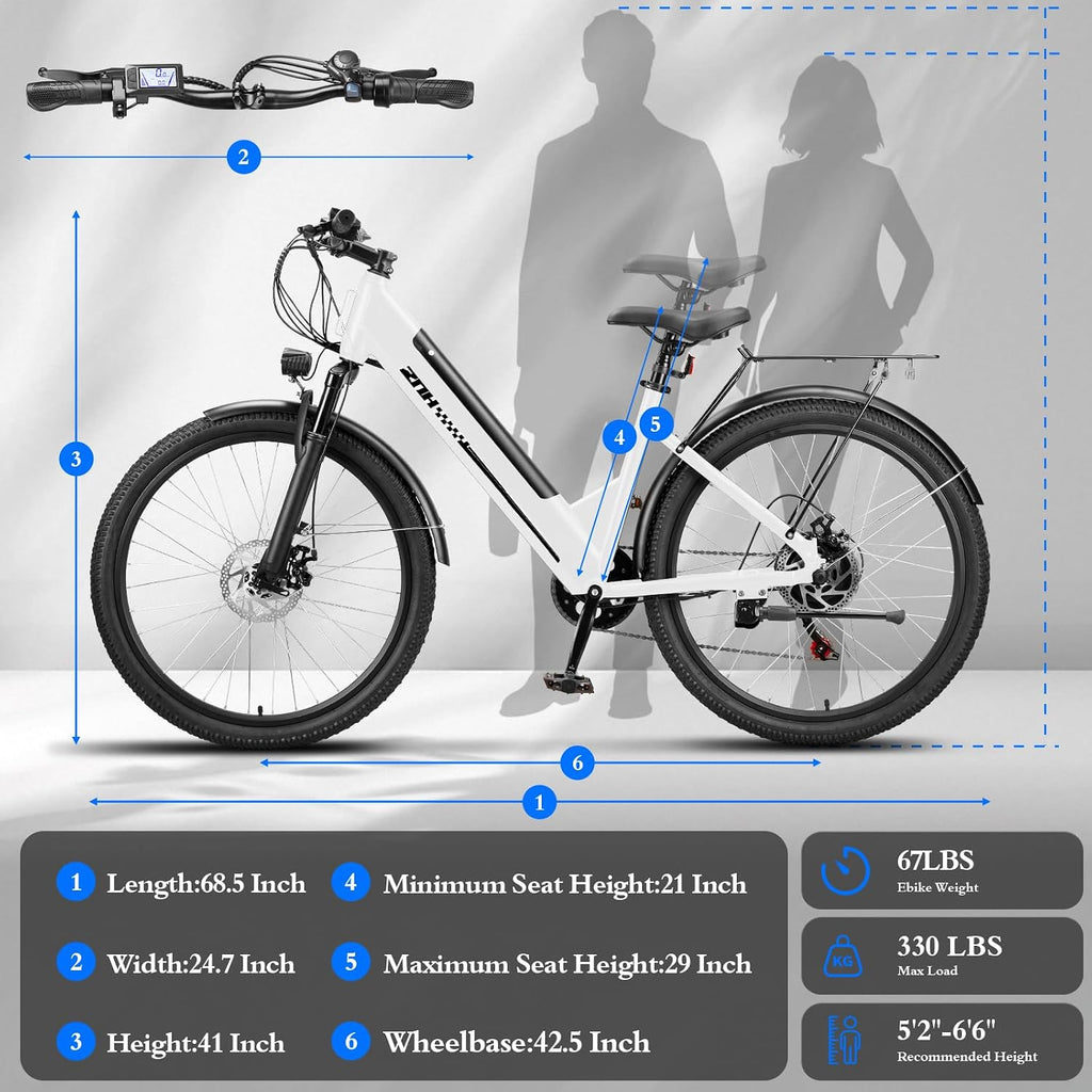 ZNH Electric Bike for Adults, 1000W Peak Motor 28MPH Mountain Ebike, 48V 13Ah Removable Battery Up to 65 Miles, 26' Electric Bicycle with 21-Speed Gear & Front Suspension, UL 2849 Certified