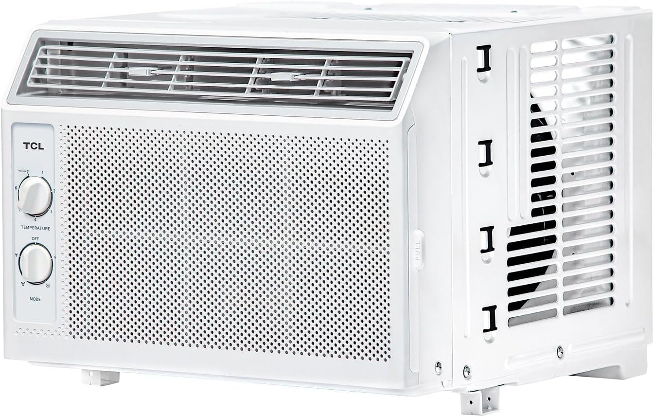 TCL 5000 BTU Window Air Conditioner, Compact Energy Efficient AC Unit with Fan & Reusable Filter for Bedroom, Living Room, Garage, Other Rooms Up To 150 Sq. Ft.