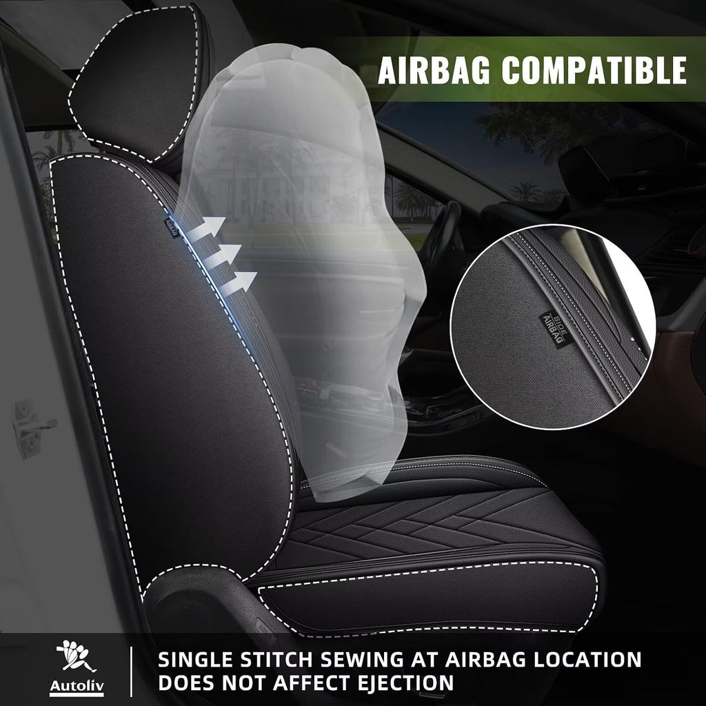 AOMSAZTO Car Seat Covers Fit for Subaru Crosstrek 2016-2025 2026 Full Set Premium Seat Covers Waterproof Leather Automotive Seat Cushion Protector Compatible with Airbag(5 Seats,Black)