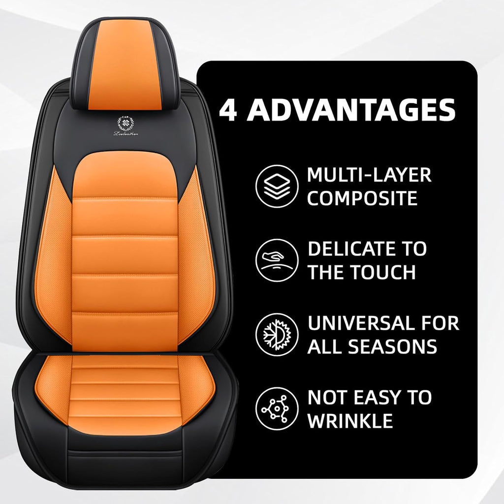 Car Seat Cover Fit for Ford Bronco Sport 2021-2025,Compatible Airbag Non-Slip Waterproof Seat Cover,Car Seat Protector Premium Interior (Standard 5 Seats,Black Orange)