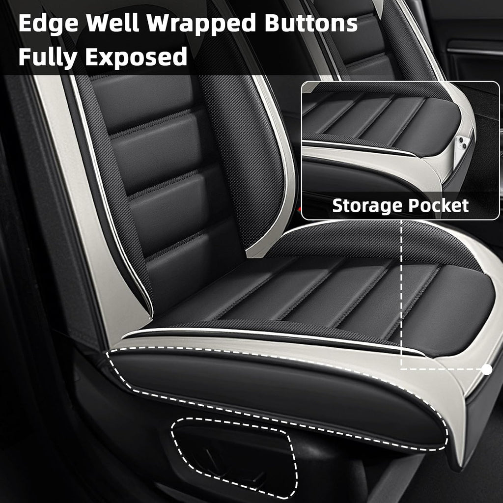 Car Seat Cover Fit for Jeep Wrangler 2000-2025,Compatible Airbag Non-Slip Waterproof Seat Cover,Car Seat Protector Premium Interior (Standard 2 Seats,Gray White)