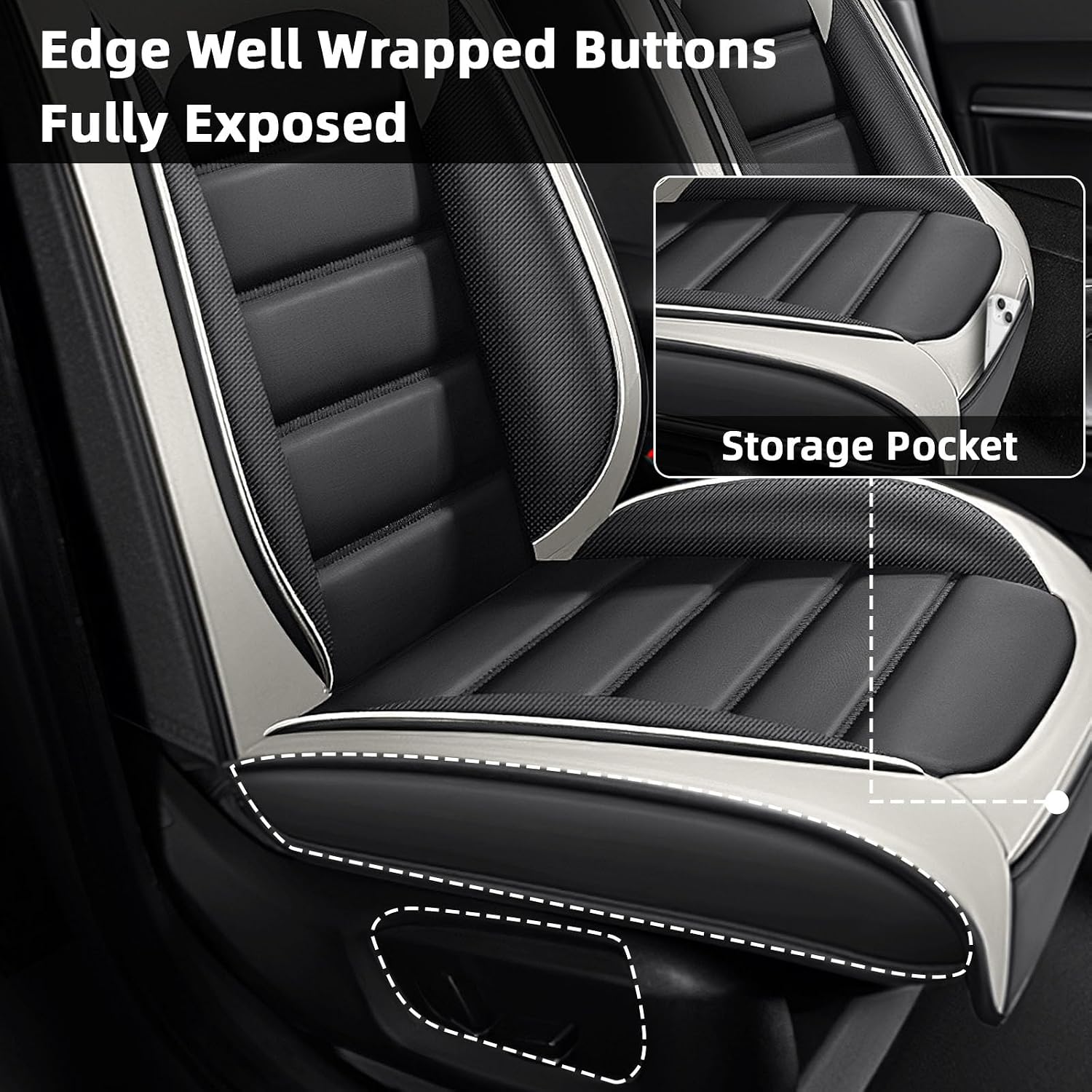 Car Seat Cover Fit for Jeep Wrangler 2000-2025,Compatible Airbag Non-Slip Waterproof Seat Cover,Car Seat Protector Premium Interior (Standard 2 Seats,Gray White)