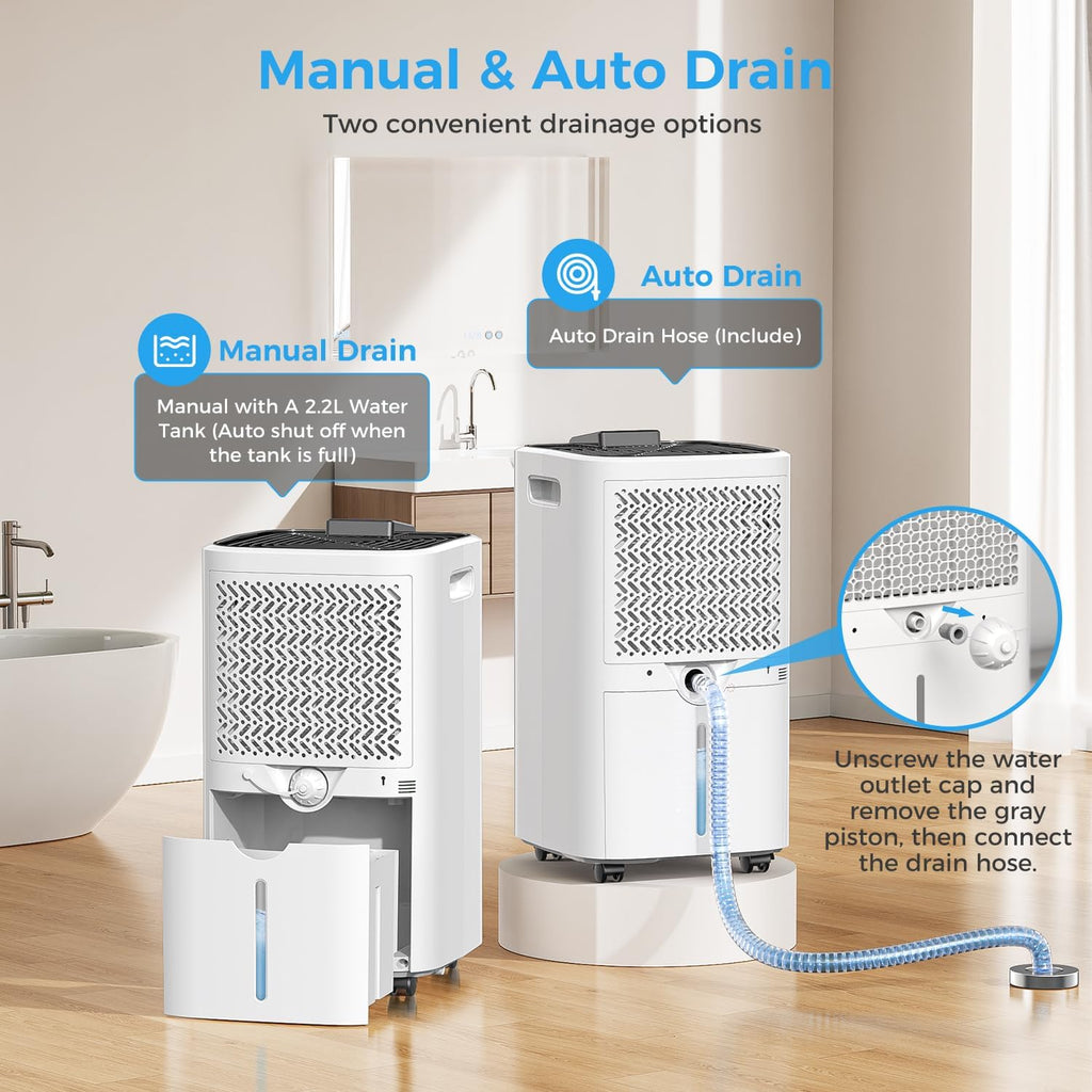 4000 sq.ft Dehumidifier for Basement, Trazico 45 Pint Dehumidifiers for Home with Drain Hose, Smart Humidity Control, 24H Timer, Auto Defrost, Ideal for Large Room, Bathroom, Bedroom, Garage, Black