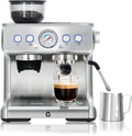 Garvee Stainless Steel Espresso Machine with Grinder & 20 Bar Pressure, 2.8L Removable Water Tank, Milk Frother Steam Wand for Latte/Cappuccino - Adjustable Shot Volume, Professional Home/Office Use