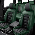 5 Seat Covers for Hummer H3 2006-2010 Leather Car Seat Covers Waterproof Anti-Slip Soft Car Seat Protectors Comfort Automotive Seat Covers with Airbag（Standard,Black+Green）