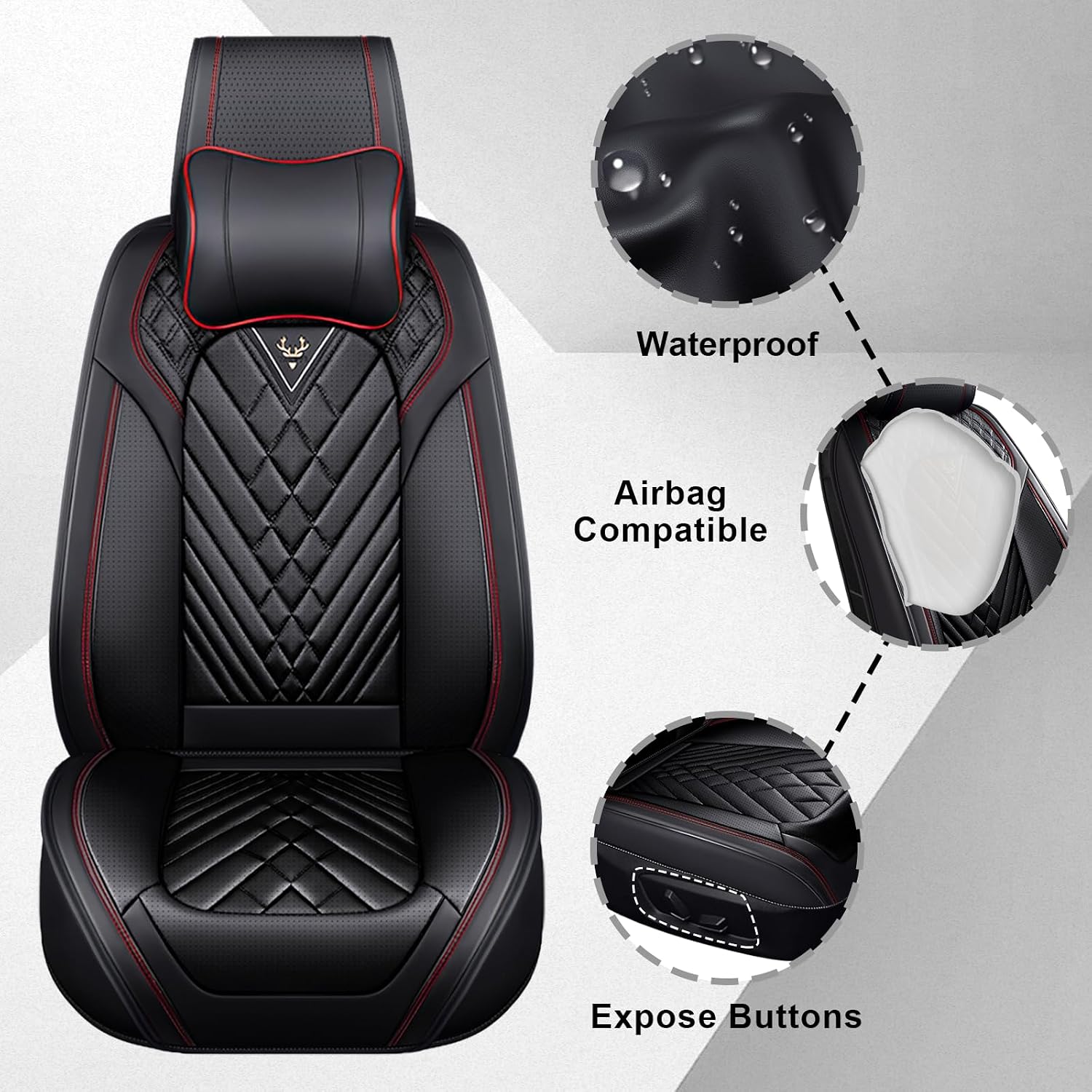 Dodge Ram Truck Seat Covers Custom for 2002-2026 1500 2002-2026 2500/3500 Crew Double Mega Quad Cab Bighorn Laramie Tradesman Classic Front Seat Covers Protectors(Luxury 2 Seats/Black Red)
