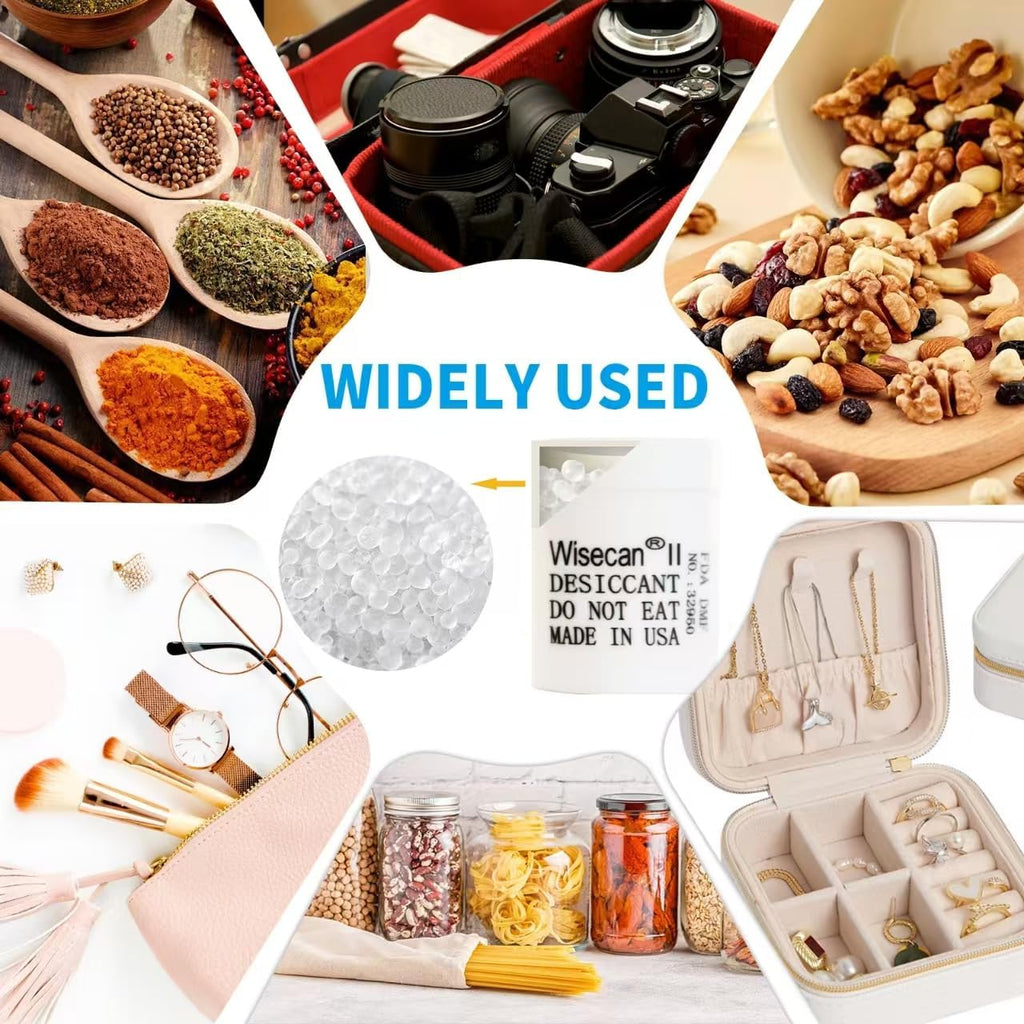 Wisesorb 2 Gram 2500 Pack Silica Gel Canister, Desiccant Canister, Silica Gel Capsules, Desiccant Capsules, Moisture Absorbers for Food Storage, Food Safe Dehumidifiers Wisecan